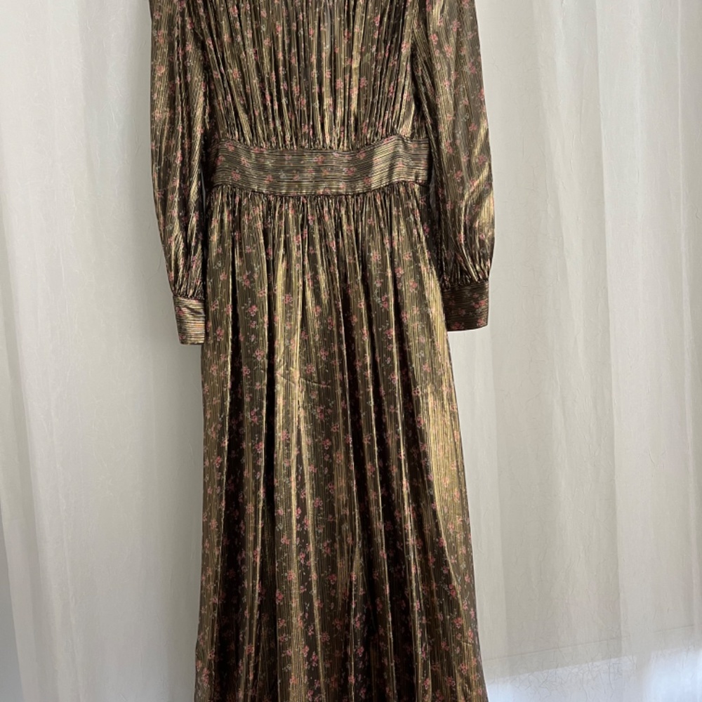 LoveShackFancy Metallic Gold and Black Long Sleeve Maxi Dress - Picture 12 of 12